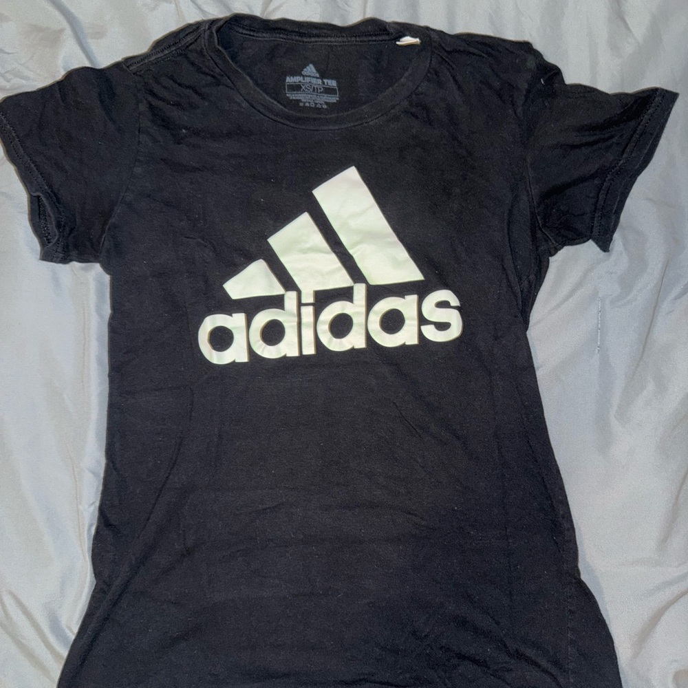 Adidas Black Tee with White Emblem